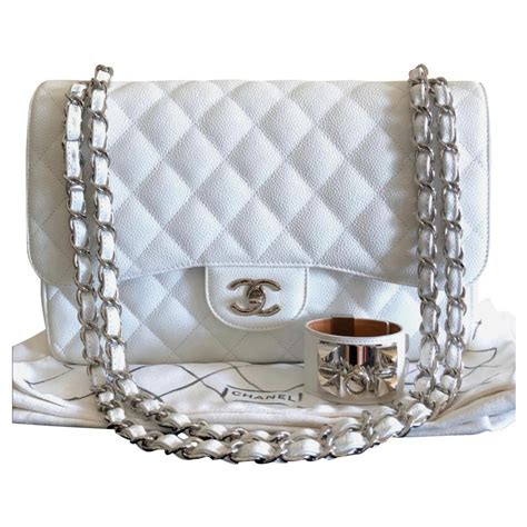 chanel classic handbag white